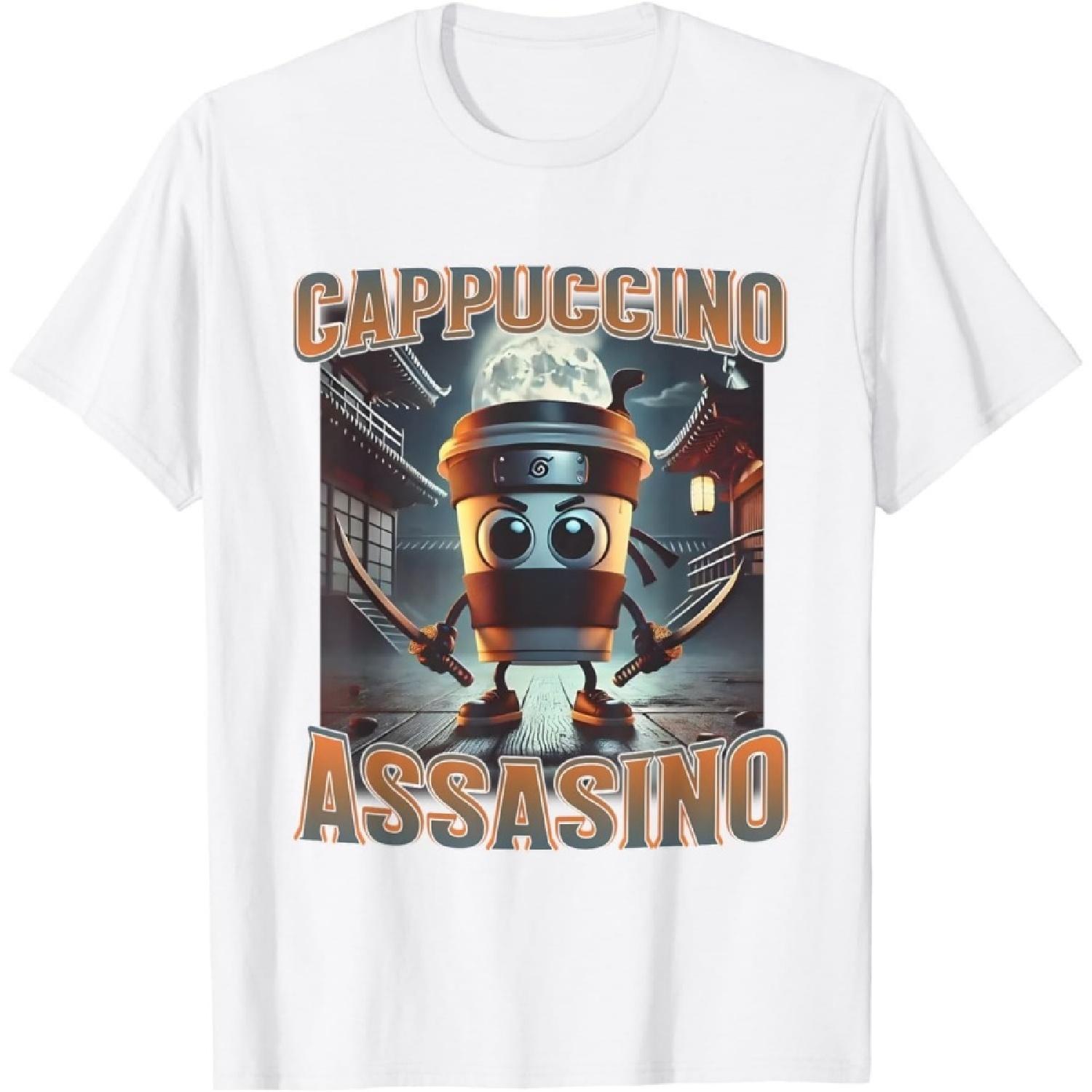 CHDHEVEGOD Italian Brainrot Cappuccino Assassino, Funny Cappuccino Meme T-Shirt XXXXXL белый