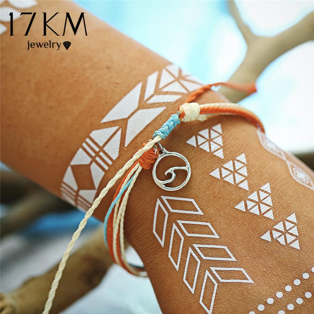 Buy 17KM Fashion Big Round Wave Bracelets For Woman Contrast Weave Rope Chain Charm Anklet Party