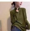 Stylish French Stand Collar Women's Long-Sleeve T-Shirt - Autumn/Winter Casual Wear