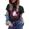 Women's Casual Halloween Breast Print T-Shirt Round Neck Pullover Short Sleeve Top