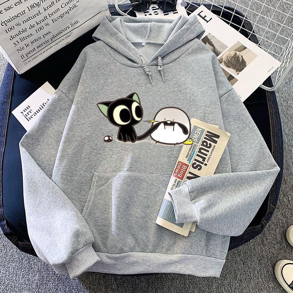 Luo Xiao Hei Cat Anime Printing Hoodies LuoXiaoHei Manga Cartoon Sweatshirts Kawaii Girls Women Clothing