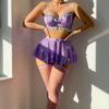Sexy Lingerie Suit for Women Solid Color Suspender Top Bow Sequin Short Skirt V Neck Sleeveless Fun And Flirty Underwear