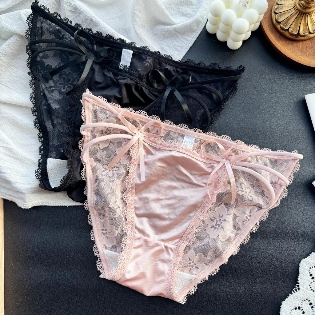 Ladies Spring and Summer Sexy Lovely Satin Mesh Line Underwear