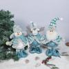 Retractable Blue Santa Claus, Snowman & Elk Christmas Ornaments