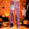 Women's Pants with Drawstring and Halloween Print for Casual Sleepwear