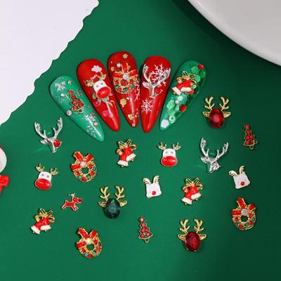 10 Stücke Weihnachten Nagel Maniküre Strass Weihnachten Cartoon Design Elch Glocken Weihnachtsbaum Legierung Strass Nagel Zubehör