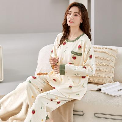 Strawberry Women Pajamas Sets Autumn Winter Long Sleeves Long Pants Cute Sleepwear Kawaii Pyjamas Soft Pijamas Cozy Pjs Girls