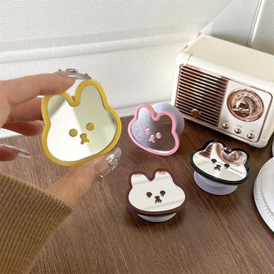 Phone Holder Makeup Mirror Combo Strong Stickiness Adorable Rabbit Design Compact Mirror Phone Stand