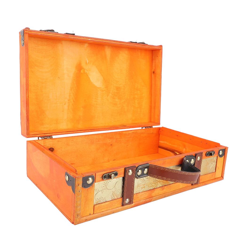 13.46x7.87x4.33in Vintage Suitcase Wooden Trunk Portable Decorative Luggage Suitcase for Home Item