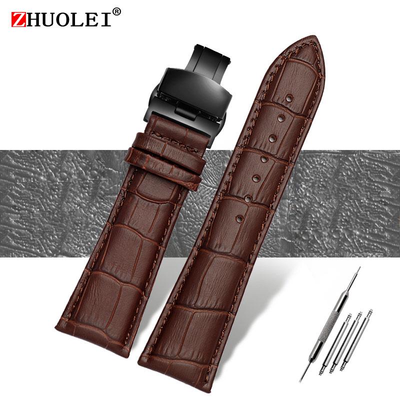Correa de reloj 23 mm 24 mm 26 mm 28 mm de ancho grande Negro marrón Para hombre Cocodrilo Piel Genuina Correa de reloj Banda pulseras envío gratis