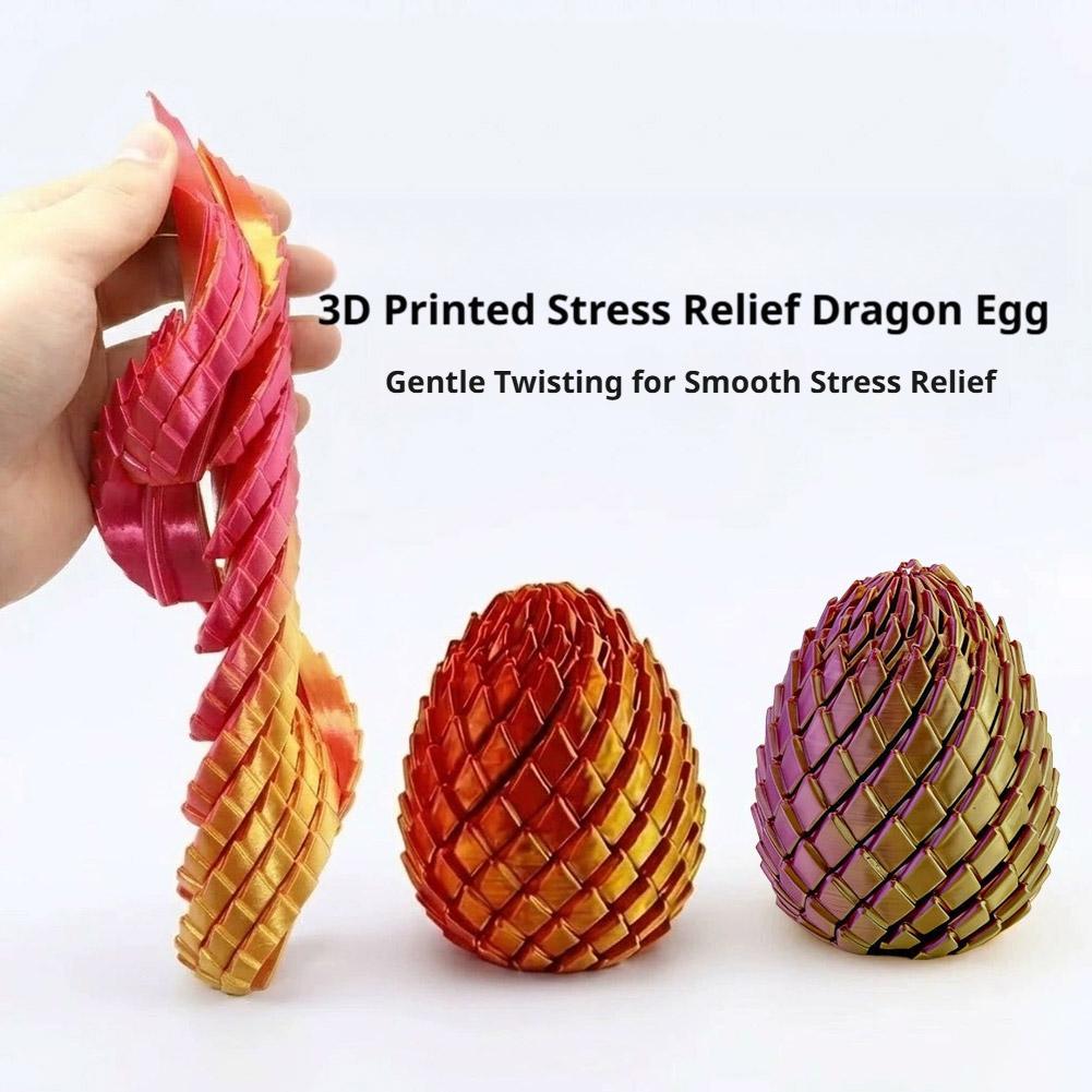 3D Printed Dragon Egg Stress Toy Articulated Stretching Sensory Fidget Toy Deformable Dragon Egg Gift for Kids Adult Fidgets