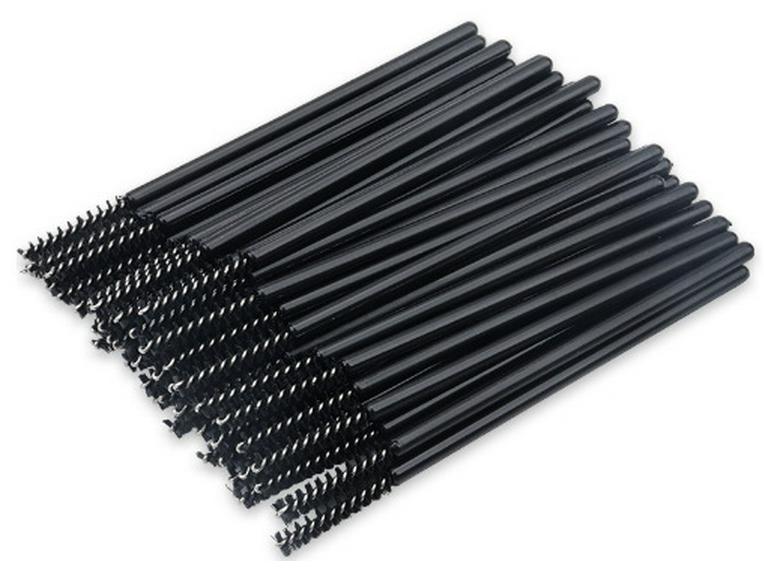 Packung mit 50 Mini-Einweg-Spiral-Wimpernbürsten - Feiner Kopf & Kamm mit geradem Kopf