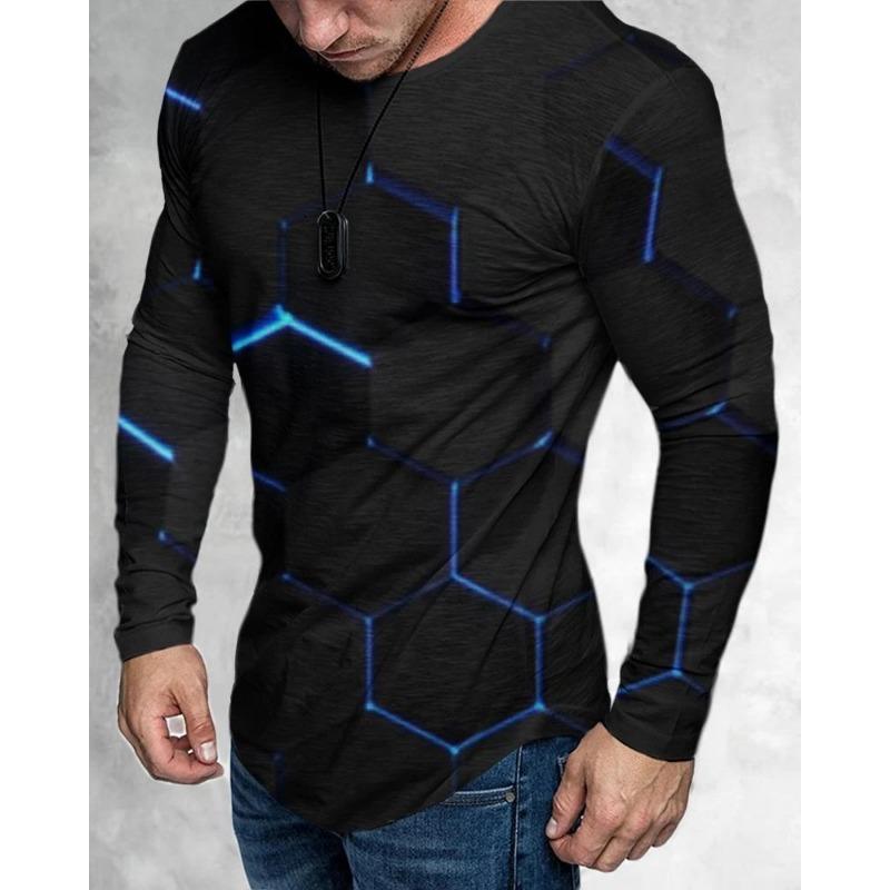 Frühling Herbst Mode Trendiges Herren Langarm Totenkopf Tier Bedrucktes T-Shirt Herren T-Shirts