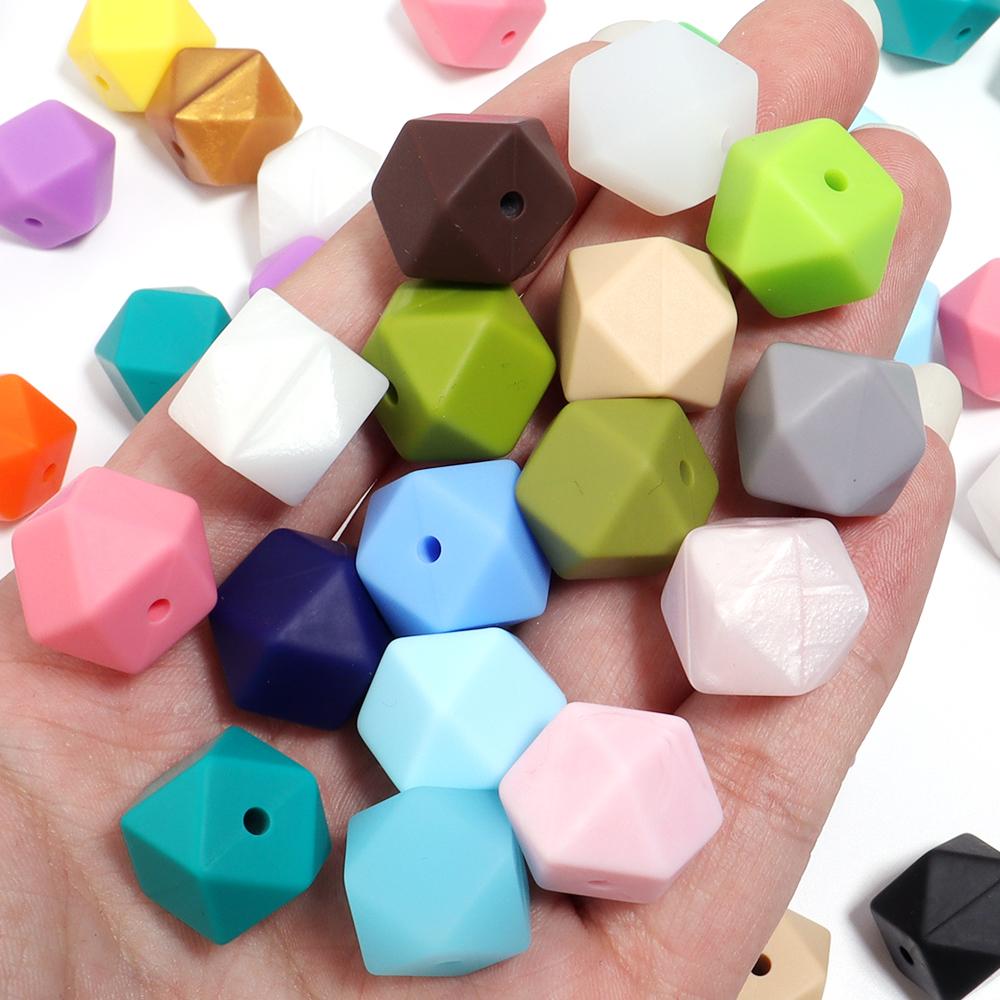10pcs 19x14mm Hexagon Silicone Beads For Jewelry Making DIY Handmade Necklace Bracelets Phone Key Chain Decoration Accessories