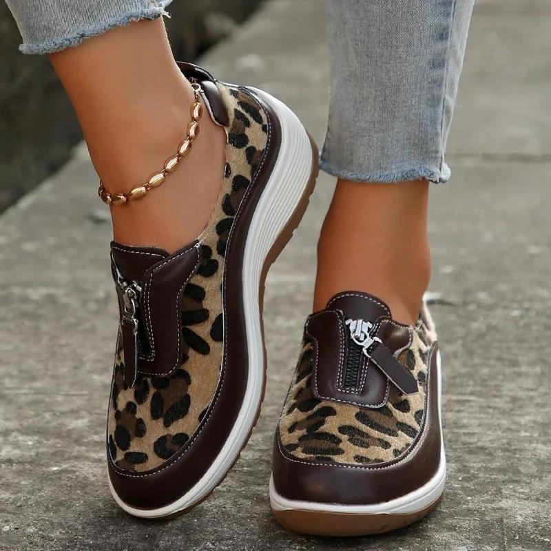 fashion 2024 Shoes Female Front Zip Women's Vulcanize Shoes Outdoor Women Sneakers Mixed Colors Round Toe Low Heel Women's Casual Shoes