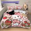 3pcs My Melody's Sweet Strawberry Basket Adventure Quilt Set - Soft and Comfortable Bedroom, Guest Room and Dorm Decor Bedding Set H080