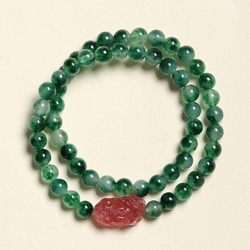 

Натуральный агат клубничный кристалл Пиксю двухслойный браслет женский универсальный высококлассный браслет легкая роскошь темпераментные украшения