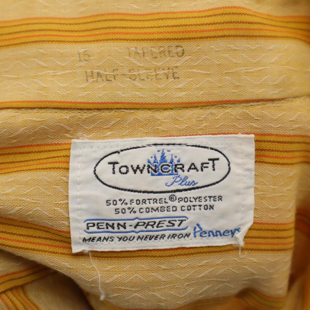 TOWNCRAFT 70s Vintage Striped Pattern Short Sleeve Shirt 15 PENNEYS Men's Used