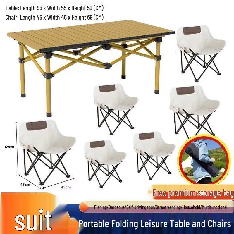 Portable Folding Camping Table & Chair Set - Roll-up Picnic Gear for Outdoors