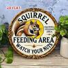 Vintage Metal Tin Sign Funny Garden Decor Squirrel Warning Durable Outdoor Plaque