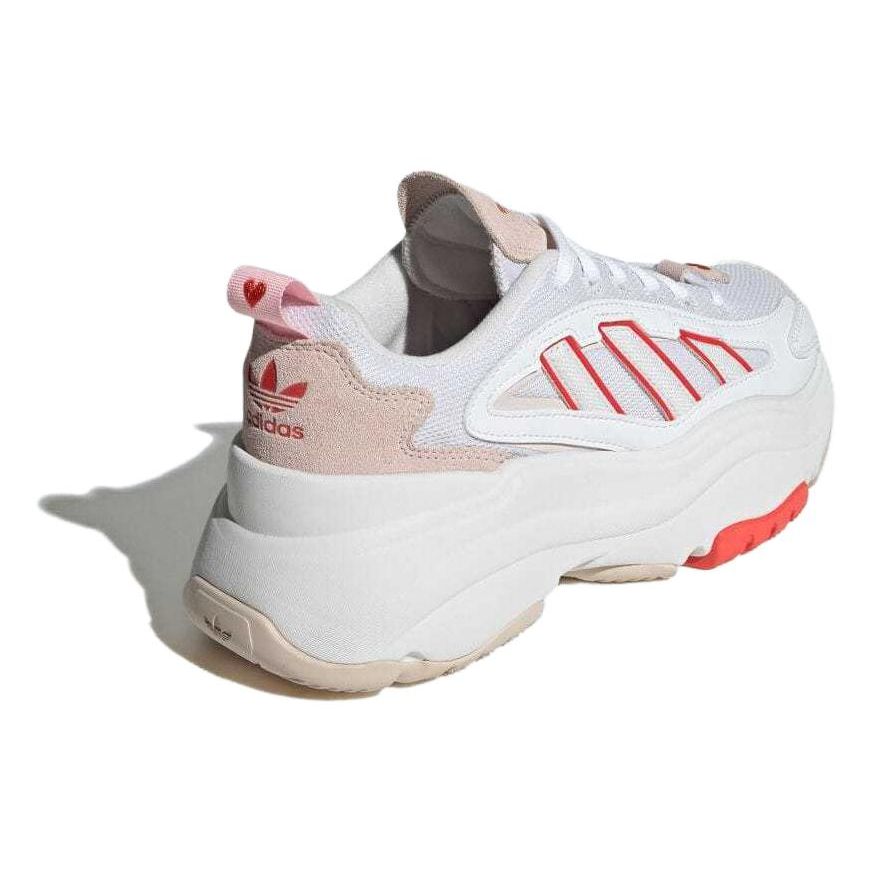 Adidas Originals Ozweego Cushioned Durable Low-Top Lifestyle Sneakers Women Sneakers White Red ID8348