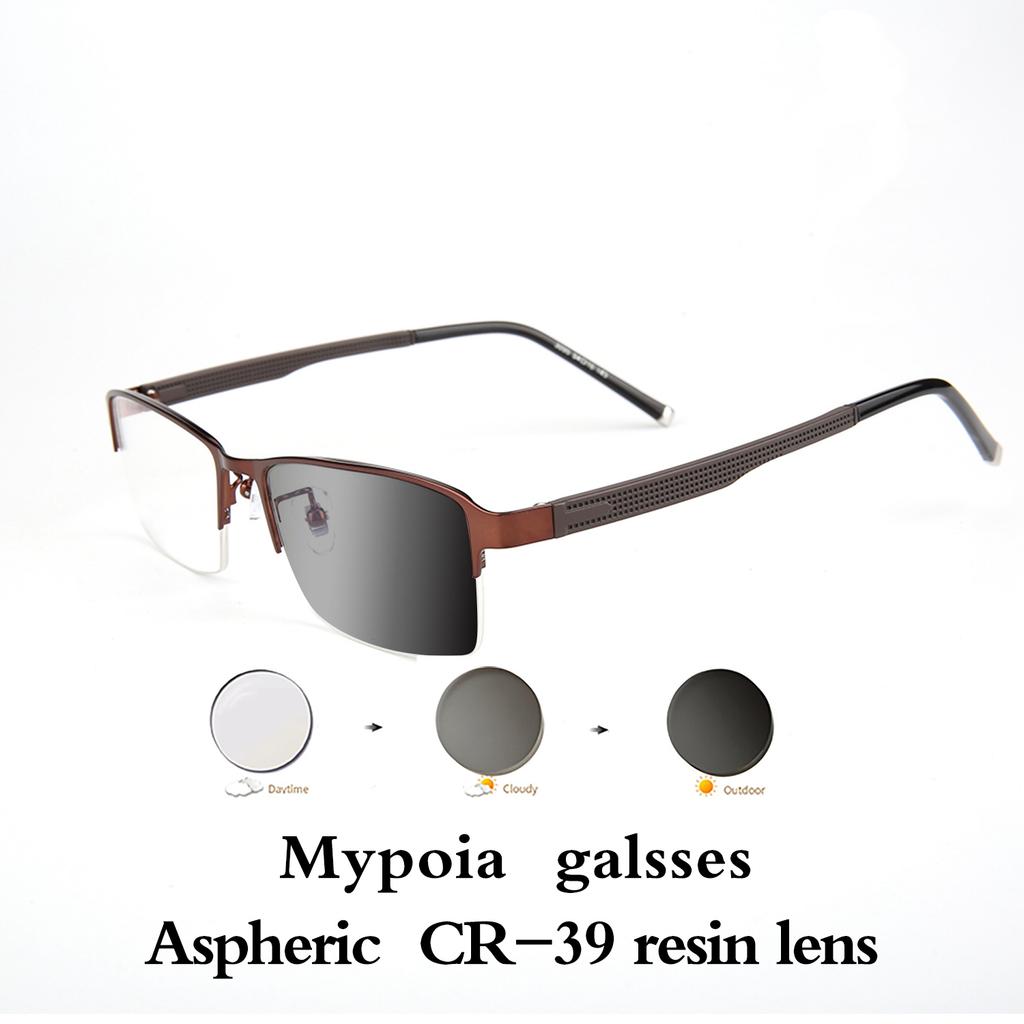 Photochromic Eye Glasses Men Women Myopia Eyeglasses Finished Glasses Students Short Sight Eyewear 0 -0.5 -1 -1.25 -1.5 -1.75 -6