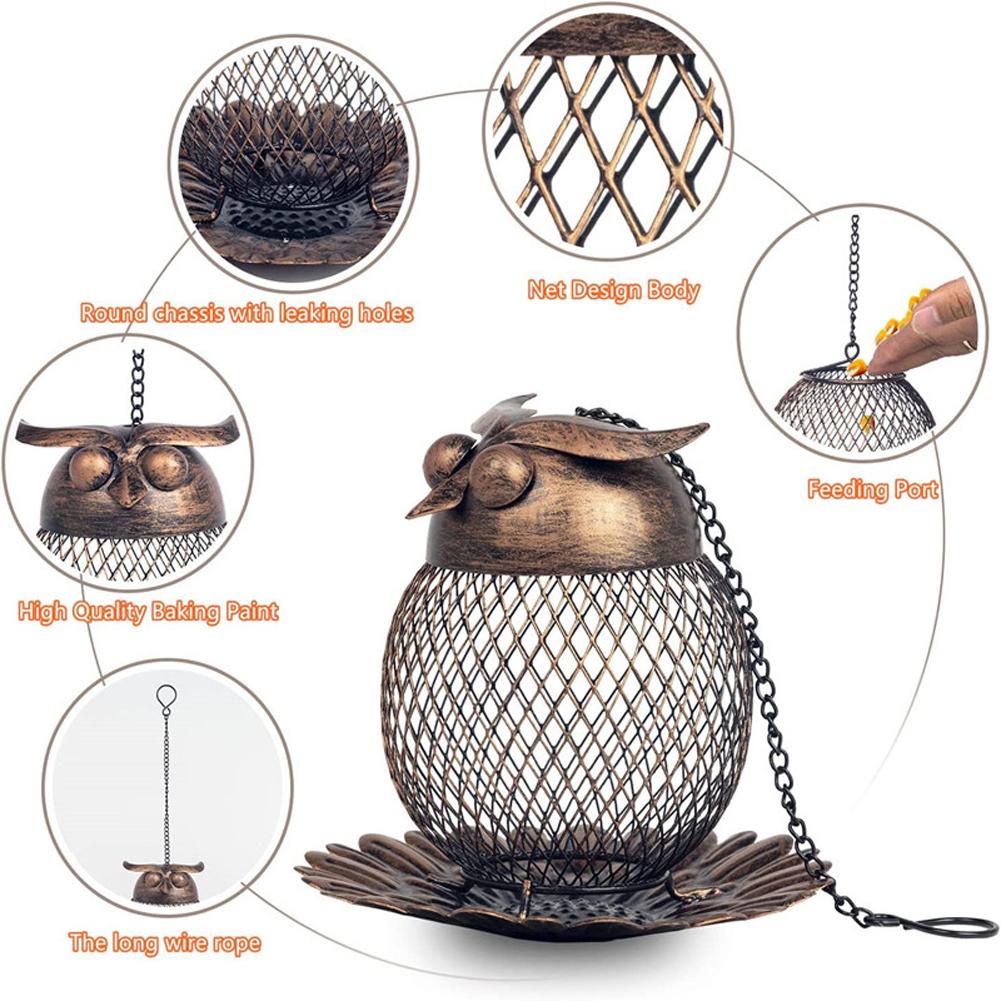 Utomhus hängande kolibrimatare Tecknad Uggla Form Stor kapacitet Vildfågelmatare för trädgårdsgårdsdekoration