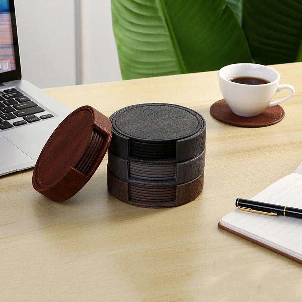 6 Pcs Waterproof Drink Pad Holder Set Coffee Mug Cushions Round Cup Mat Home