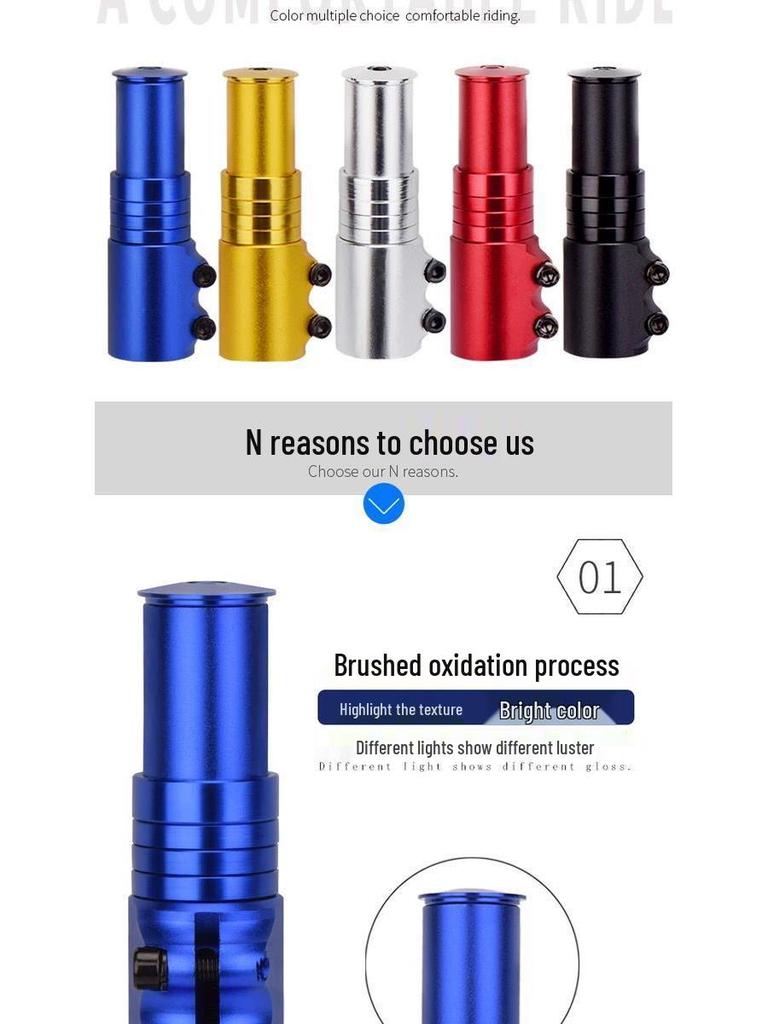 Justerbar terrengsykkelstyrefremspring og styreforhøyer