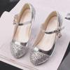 Frozen Silver Korean High Heel Princess Shoes for Girls - Leather Elsa Dance Shoes