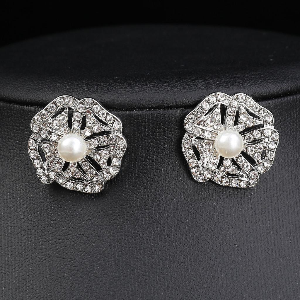 Water Diamond Geometric Necklace Earrings Bracelet Set For Bridal Party Accessories