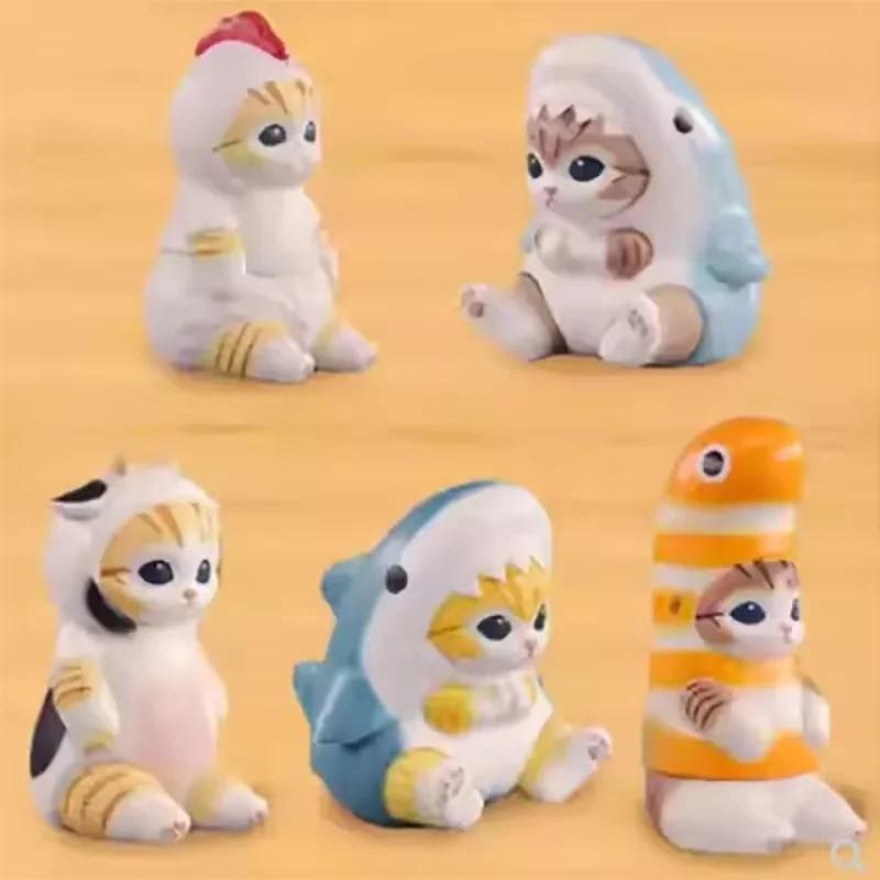 Mofusand Shark Cat Action Figurine  Plaything With Shark Headgear Kawaii Bedroom Desktop Decoration Collectable Surprise Present