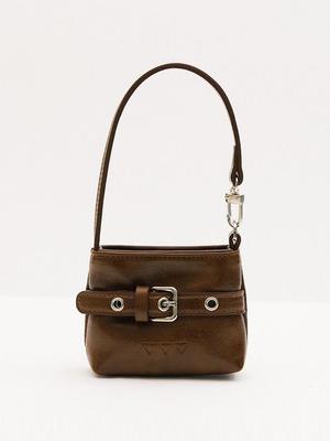 VVV Buckle Mini Hobo Tote Bag Keychain _ Brown