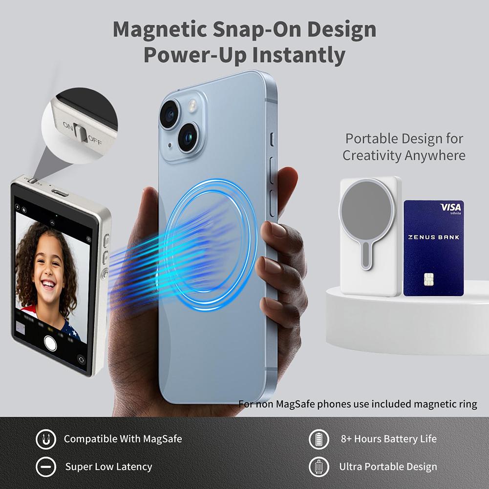 Magnetic Phone Vlog Selfie Monitor Screen Back Camera Monitor Phone Vlog Selfie Screen for Selfie Vlog Live Accessory