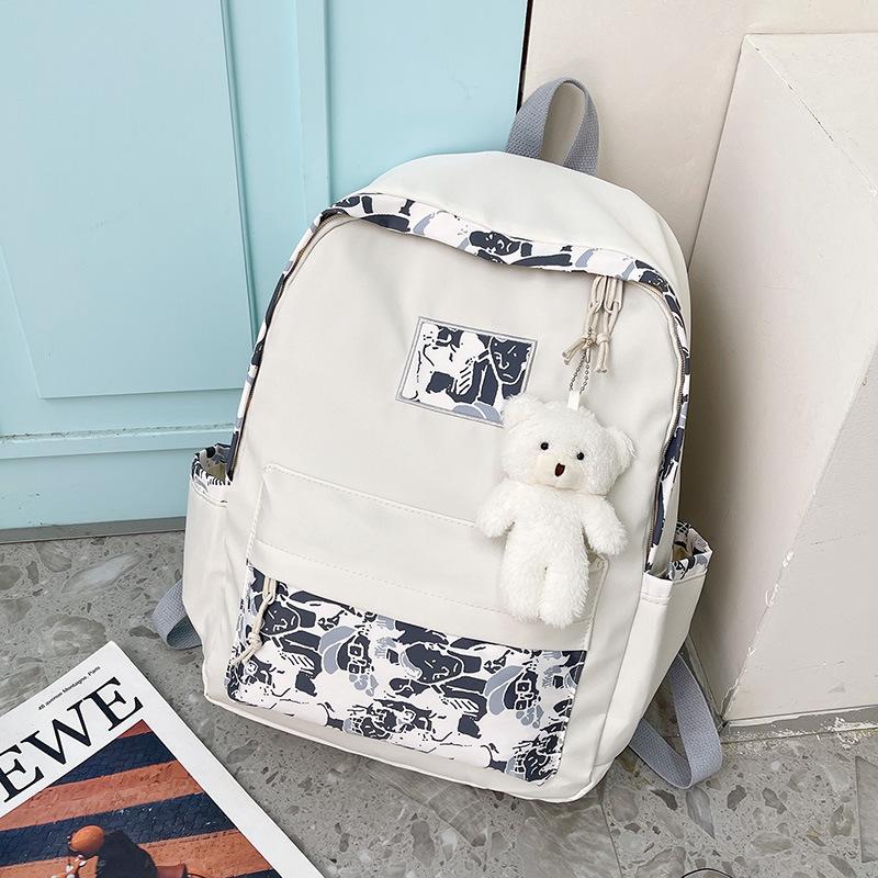 

Новая студенческая сумка, простой рюкзак большой вместимости, мультяшная граффити расцветка, модный рюкзак для кампуса single pack