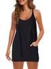 2025 Summer Sleeveless Solid Color Dress with Thin Straps & Pocket