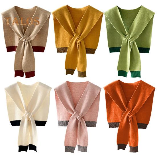 Women Knitting Shawl Patchwork Color Soft Knotted Design Versatile Soft Texture Shawl Winter Warm Scarf