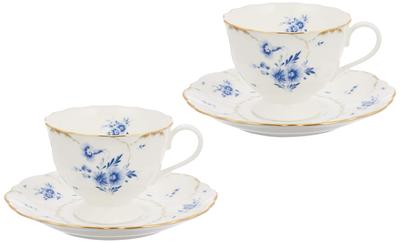 NARUMI Fiorista Cup and Saucer with a Floral Elegant Perfect for Tea and A Perfect Wedding Gift Product Set, 200cc, Blue, Print. Cute, Stylish,