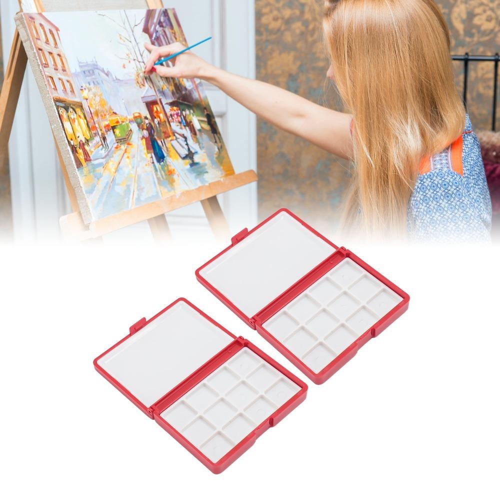 2PCS 12/24 Grids Palette Case Red/Blue Pigment Tray Paint Container Daily Pigment Distribution