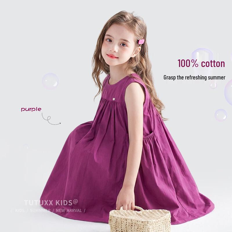 Tutu Little Elephant Girls' 100% Cotton Sleeveless A-line Dress