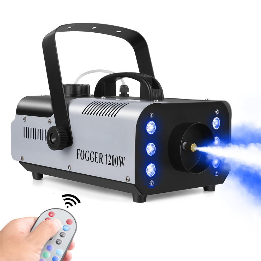 1200W 6 LEDs RGB Colorful Fog Ejector DJ Show Stage Effect Fogger Spray Equipment Portable Smoke Machine