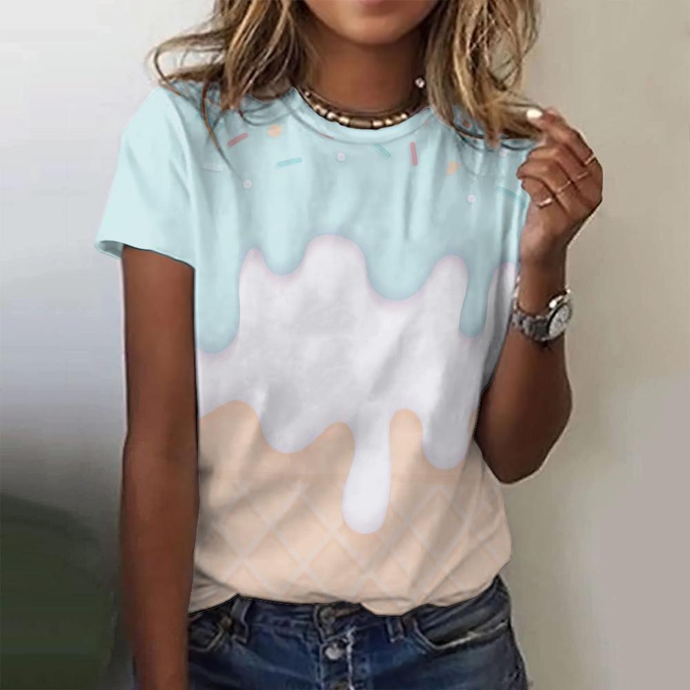 2024 Summer Round Neck Women's T-Shirt Comfortable Loose Short Sleeve Women's Top Fashionable Casual Design T-Shirt