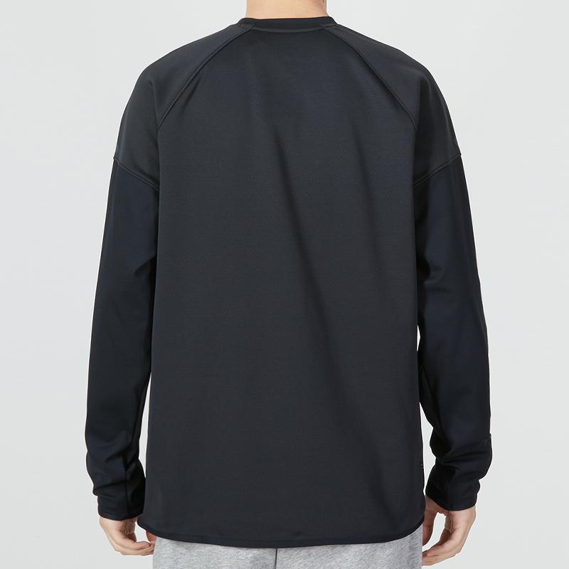 Under Armour Rush All Purpose Crew Solid Logo Print Sports Casual Round Neck Pullover Long Sleeve Sweatshirt Men Sweatshirt Black 1376293-001