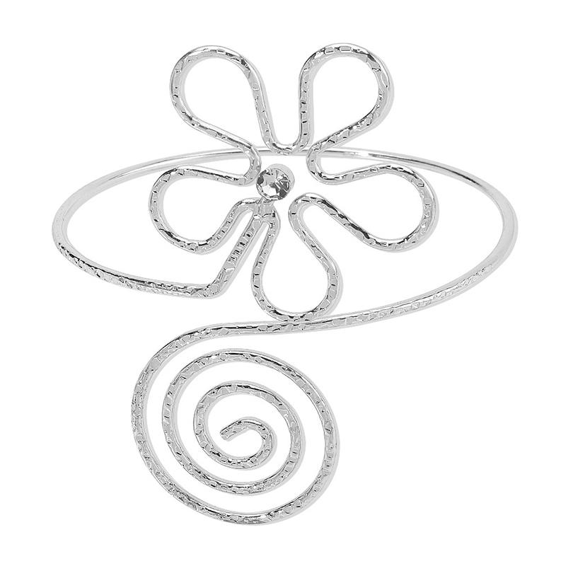 Punk Metal Leaves Flower Upper Arm Bracelets Bangles For Women Girls Cuff Bangle Adjustable Armlets Hand Jewelry Men