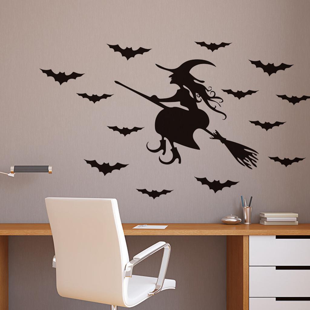 Halloween Living Room Decoration Stickers Sided Sticker Cat Witch Window Sticker