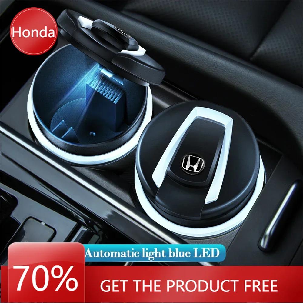 For Honda Portable Car Ashtrays With LED Light Cigarette Cigar Ash Cylinder For Honda Fit Mugen Insight Type S R VTEC Modulo Vez