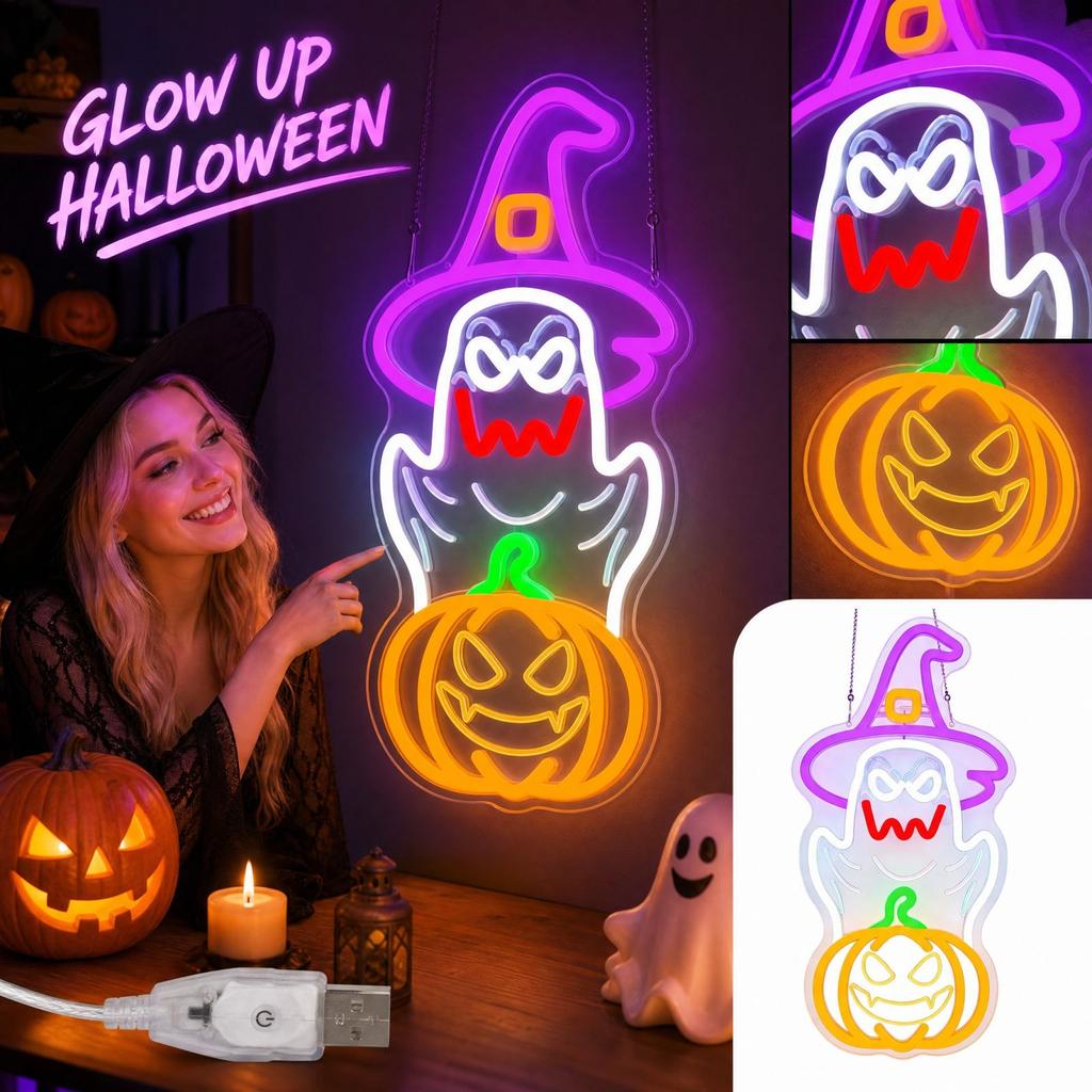 Halloween Neon Light Wall Decoration for Home, Party and Holiday Decor, 21 41.5