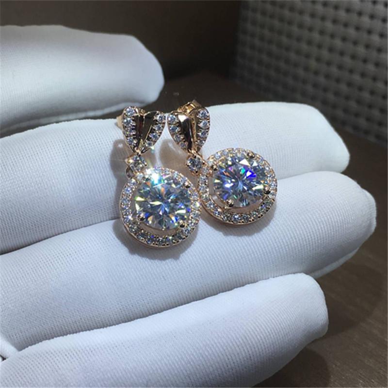 New Sweet Small Round Earrings Design White Zircon Earrings Silver Bow Earrings For Women Jewelry Gift