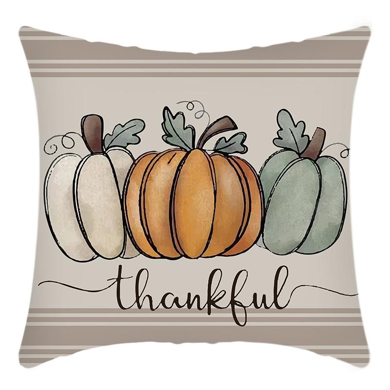 New Thanksgiving Series Pillow Cover Pumpkin Letter Maple Leaf Printed Cushion Home Sofa Cushion Cover