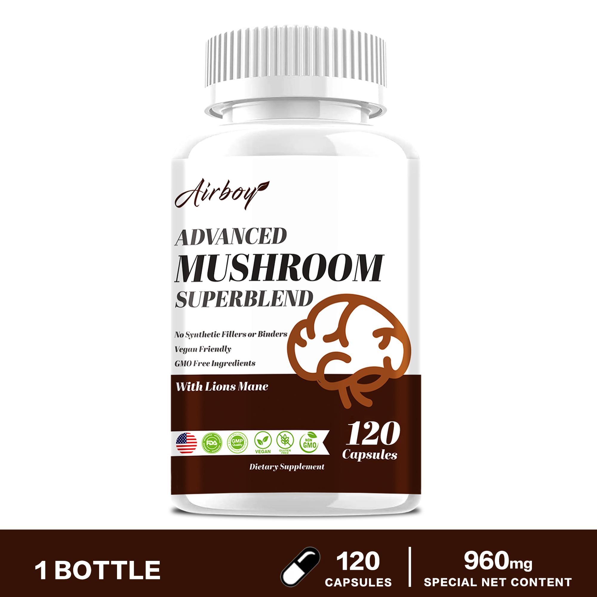 

Premium mushroom complex, containing a blend of Ganoderma lucidum, Maitake mushrooms, and Shiitake mushrooms, suitable for adults. 120*1